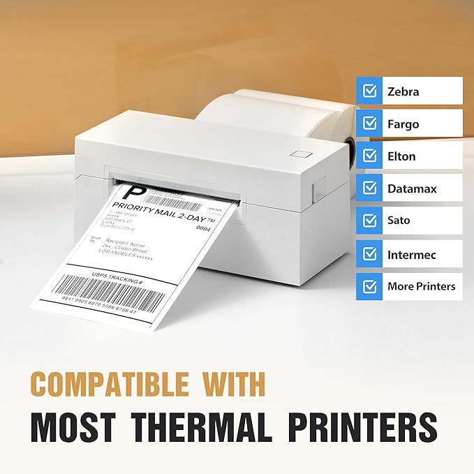 Fanfold 4" x 6" Direct Thermal Labels 2000 Thermal Printer Paper 4 Stacks Shipping Labels