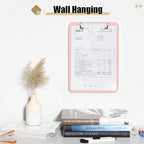 Hongri Plastic Clipboard with Pen Holder, Pink 8.5x11 Letter Size Clip Board for Classroom, Office, Students, Nurses and Women, Low Profile Clip, Size 12.5 x 9 in