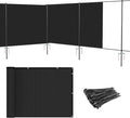 Patio 6' x 130' Outdoor Privacy Screen Freestanding Temporary Fence Panels Net Cover with Metal Poles for Outside Backyard Pool Garden Air Conditioner Fencing, Black