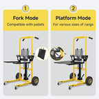 Hydraulic Material Lift, Pallet Jack Table Cart- 480-Lb. Capacity, 35in Lift. with Swivel Wheels, Steel Platform Board (03 Yellow, 480 LB)