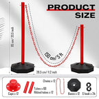 Geiserailie 12 Pack Crowd Control Stanchions Plastic Stanchions Poles with 5FT Plastic Chain Crowd Control Barrier with Fillable Base Traffic Delineator Post for Parking Lot Construction Cone (Red)