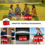 Insulated Food Delivery Bag with 4 Cup Holders, XXX-Large Insulated Grocery Bags Keep Food Hot/Cold, Cooler Bags with Drink Carrier, Food Carrier Catering Bag, Commercial Food Warmers, Red