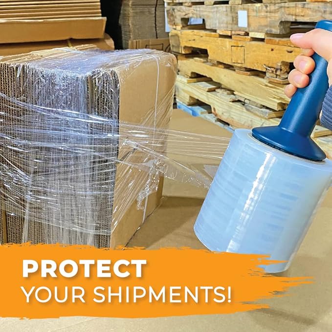 WOD SFCB80 Stretch Film Wrap Self-Adhering - 5 in x 1000 Ft - Clear Shrink Plastic 80 Gauge Thick for Packaging, Storage Moving Supplies, Palletizing, and Wrapping (Pack of 4)