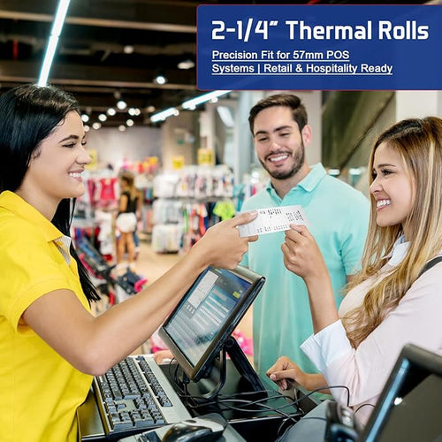 (200 Rolls) Premium 2 1/4 x 85 Thermal Paper Rolls - BPA Free Credit Card Receipt Paper for POS, ATM & Restaurant Printers