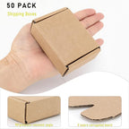 Ellbest 50pcs Kraft Brown Box 1.5mm Thick Cardboard Boxes, 3.6 x 2.6 x 1.2 inches Foldable Kraft Brown Box for Stationery, Pins, Mini Ornaments, Small Shipping Boxes