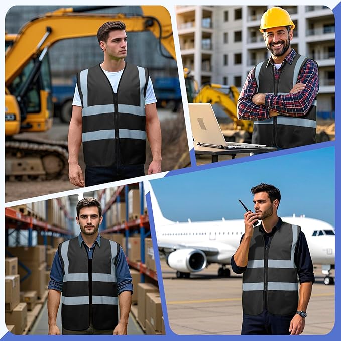 BeautyWill Custom Safety Vest Customized Logo Class 2 High Visibility Reflective Vest with Pockets Construction workwear