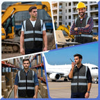 BeautyWill Custom Safety Vest Customized Logo Class 2 High Visibility Reflective Vest with Pockets Construction workwear