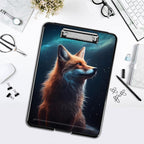 Clipboard with Storage,Office Supplies Nursing Clipboards Folder with Pen Holder Plastic Foldable Clip Board with Storage for Nurse Teacher,Galaxy Fox