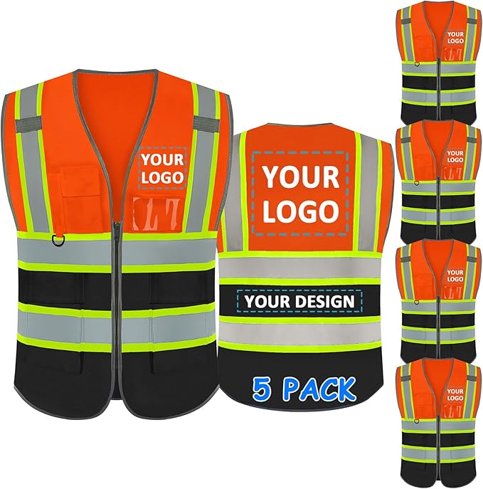 BeautyWill Custom Logo Safety Vest Class 2 High Visibility Reflective Vest for Men - Personalized Logo Team Vest