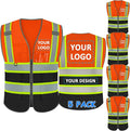 BeautyWill Custom Logo Safety Vest Class 2 High Visibility Reflective Vest for Men - Personalized Logo Team Vest
