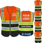 BeautyWill Custom Logo Safety Vest Class 2 High Visibility Reflective Vest for Men - Personalized Logo Team Vest