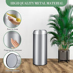 65L/17 Gallon Tall Commercial Trash Can, Large Capacity Brushed Stainless Steel Trash Bin with Open Top, Commercial Grade Heavy Gauge for Home, Office, Restaurant