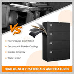 File Cabinet 4 Drawer, Lateral Filing Cabinet with Lock, Metal File Cabinets for Home Office, Office Cabinet for Hanging Files Letter/Legal/F4/A4, Assembly Required, Black