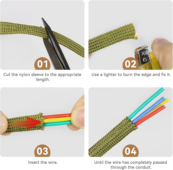 Polyamide Cable Sleeve, 10ft Flexible Expandable Braided Sleeving, Cable Management Sleeve for TV Computer Office Home Entertainment (Green, 1/2")