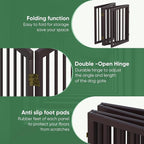 Dog Gate, Freestanding Dog Gates for Doorways, Foldable Dog Gate Indoor, Pet Gates for Doorways Bedroom, Puppy Gate with Metal Support Feet, Room Divider 4 Panels (Brown)