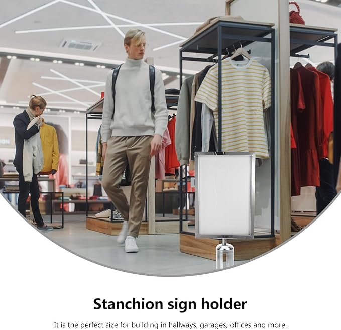 VICASKY Stanchion Sign Holder Queue Barrier Crowd Control Barriers Retractable Rope Supermarket Entrance Security Tape Belt Steel Ropes Heavy Duty Stanchions Holder Stainless Frame Stand