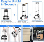 Folding Hand Truck Aluminum Portable Folding Hand Cart 155lbs Capacity Hand Cart and Dolly Ideal for Home, Auto, Office, Moving, Travel, Shopping