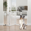 Dog Gates for Doorways, Tall Dog Gate Indoor, Foldable Pet Gates for Doorways Bedroom, Freestanding Puppy Gate with Metal Support Feet, Room Divider, 4 Panels (White)