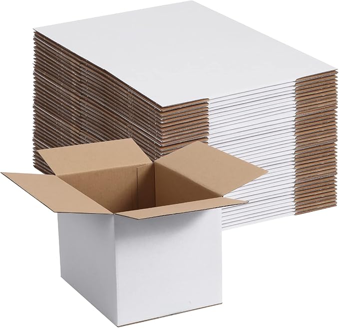 40 Pack Small Shipping Boxes 8x6x6 Inches, White Corrugated Cardboard Mailing Boxes for Shipping Packing Small Business