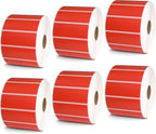 BETCKEY - 2.625" x 1" File Folder & Address Labels Compatible with Zebra/Rollo Label Printer,Premium Adhesive & Perforated[Red, 6 Rolls, 12000 Labels]