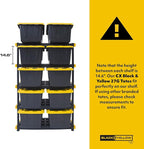 CX Black & Yellow, 5-Tier Heavy Duty Plastic Storage Shelving Unit, 200lbs/shelf (72”H x 48”W x 20”D), for Garage Storage, Warehouse & Basement Use, Modular Rack