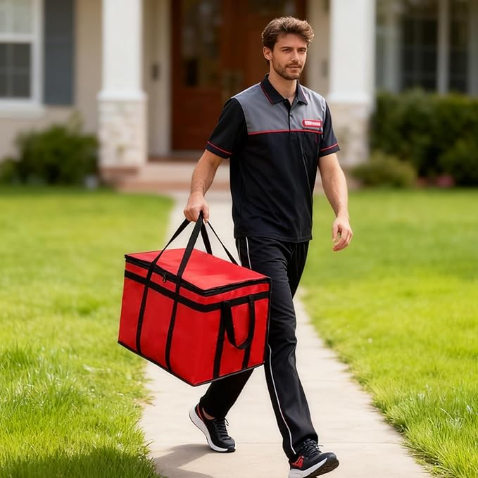 Insulated Bags for Food Delivery, XXXL Pizza Delivery Bags for Hot and Cold Food, Large Capacity Reusable Cooler Bag Keep Food Warm for Grocery Shopping and Catering, Doordash, Travel