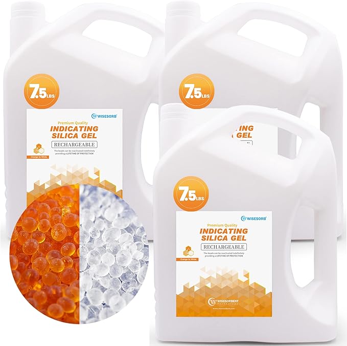 [22.5 LBS] Orange Premium Indicating Silica Gel Beads (Industry Standard 3-5 mm) - Reusable Desiccant Beads Silica Gel Dehumidifier