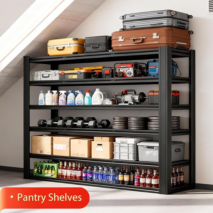 Metal Storage Shelves Unit,6-Tier Adjustable Heavy Duty Garage Shelving,4200LBS Garage Storage Industrial Shelves,Storage Racks,Steel Shelf Suitable for Shop,Warehouse,Basement