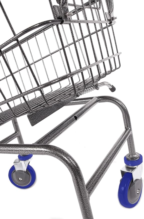 Rolling Laundry Cart with Wheels, Metal Wire Basket, Heavy Duty Utility Cart (Blue)