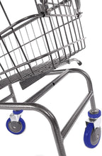 Rolling Laundry Cart with Wheels, Metal Wire Basket, Heavy Duty Utility Cart (Blue)
