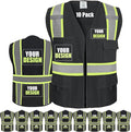 BeautyWill Custom Safety Vest Customized Logo Class 2 High Visibility Reflective Vest with Pockets Construction workwear