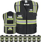 BeautyWill Custom Safety Vest Customized Logo Class 2 High Visibility Reflective Vest with Pockets Construction workwear