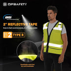 Reflective Safety Vest - Heavy Duty Surveyor Vest - Hi Vis, ANSI/ISEA Standard Rated - Men＆Women's (Lime, L)