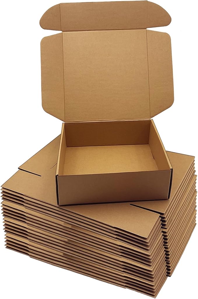 10x10x3 inch Shipping Boxes，Bulk 20 Pack，Brown Corrugated Mailers Cardboard Literature Mailer Box for Packaging Business, Mailing,Moving and Storage，Small Gift Boxes for Wrapping Mailing Present