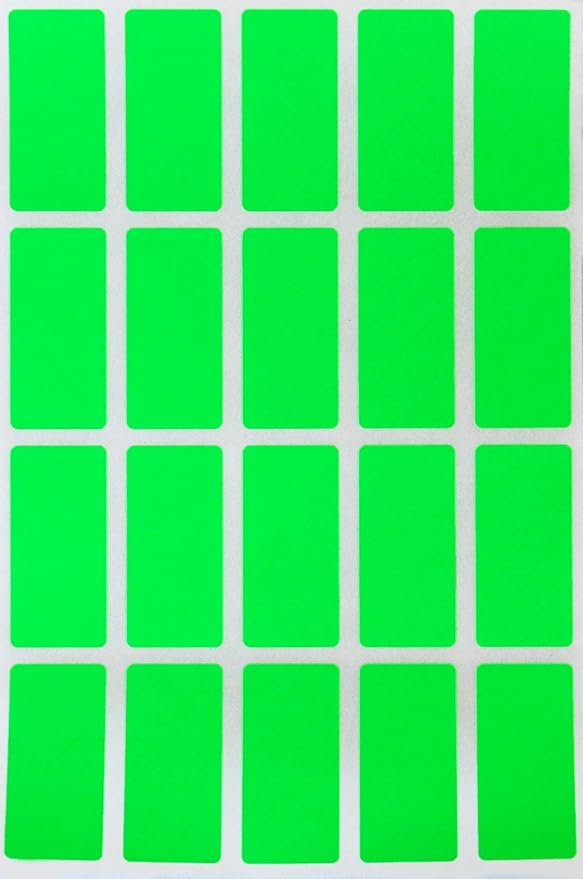 Royal Green Neon Green Rectangular Multicolored Stickers (40mm x 19mm) 1.57 inch x 0.75-1000 Pack
