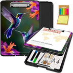 Clipboard with Storage,Office Supplies Nursing Clipboards Folder with Pen Holder Plastic Foldable Clip Board with Storage for Nurse Teacher,Hummingbird Flowers