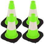 OrangeStar 12" Traffic Cones 4-Pack, Green Safety Cones with Reflective Collar & Heavy Duty Base for Driving Practice, Parking Lots, Roadwork, Construction | Indoor & Outdoor Use