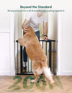 Babelio Metal Auto Close Baby Gate PressGuard P7,Extra Wide Pet Gate for The House and Doorways, Pressure Mounted Walk Thru Child Gate with Door (Black, 30" Tall 29"-48" Wide)