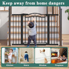 Fairy Baby 29.53"-32.28" Wide Baby Gate with Door, Walk Through Baby Gates for Stairs Pressure Mounted no Drill, Indoor Tension Metal Pet Dog Gate, Auto Close Child Safety Gate, Black