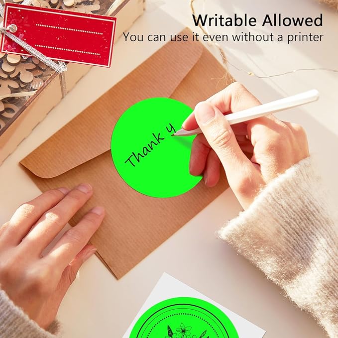 3 X 3 Inch Round Thermal Labels Circle Color Coding Labels Printable Waterproof 500PCS Round Stickers Adhesive Writable for Home, Garage, DIY Sticker, Barcodes, Name Tag, Fluorescent Green