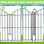 Decorative Garden Fence 24in (H) x10ft (L), 5 Pack No Dig Fence Animal Barrier for Dog with Lock, Arched Flower Bed Edging, Wire Border Panel Fencing for Yard Patio Outdoor Decor