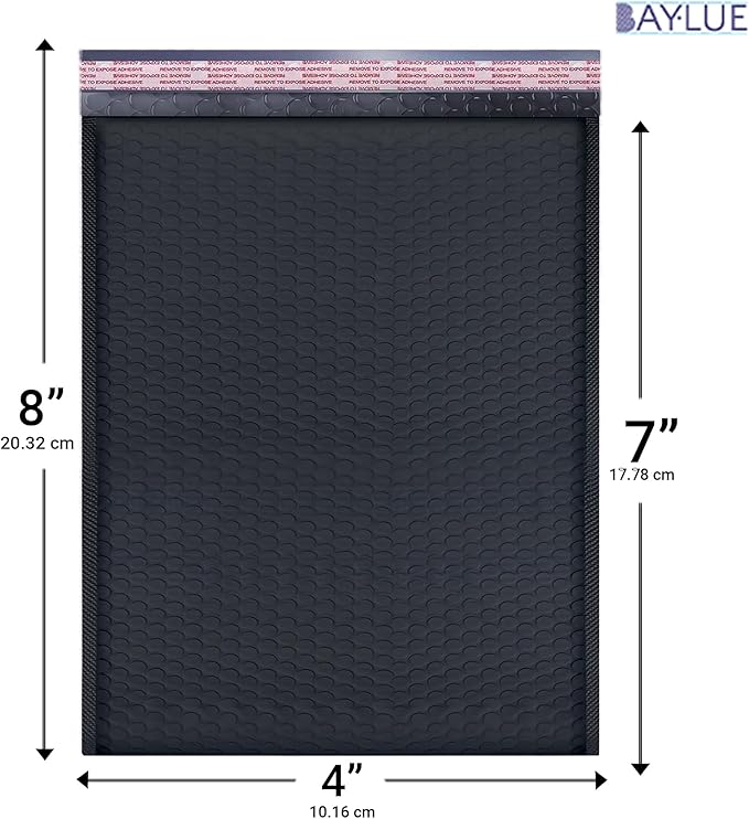 Black Small Bubble Mailers 4x8 Inch #000 | Thick Padded Poly Mailer Envelopes | Mailing Trading Card Sports Card Bubble Envelopes | Water & Tear Resistant | 500 Pack Bulk