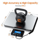Shipping Scale, 440 LB Heavy Duty Postal Scale for Packages, Large Mailing Scale for Postage, Industrial, Small Business, Laundry, Warehouse, Stainless Steel Over Load Protection & Dual Powe