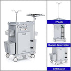 Stand Steady Emergency Crash Cart | Mobile Medical Cart with Drawers & Customizable Storage Bins | Medical Supply Cart with IV Pole, Cardiac Board, O2 Holder & UL-Safety Power Strip | Easy Assembly