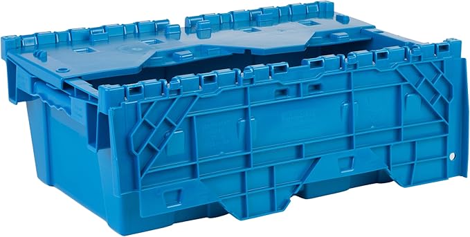 Hudson Exchange 19.6 x 11.6 x 7.3” (3.7 Gallon, 1 Pack) Storage Tote Distribution Container with Hinged Attached Lid, Blue
