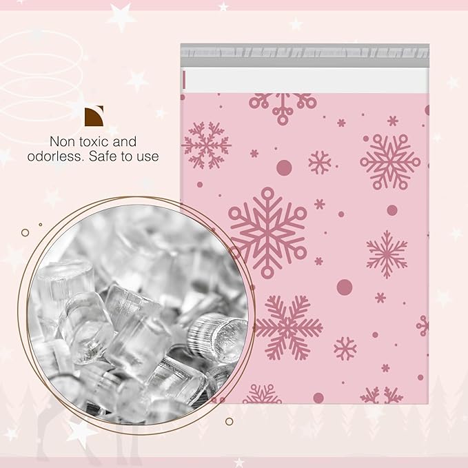 Metronic Christmas Poly Mailers 14.5x19" 50pcs Shipping Bags for Clothes,Self Adhesive Shipping Envelopes for Small Business,Waterproof Mailers Poly Bags for Shipping,Packaging Mailing Bags Snowflake