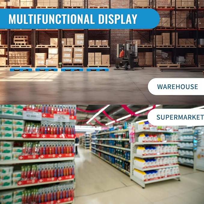 1 Pcs Plastic Pallet for Basement Storage Easy Stack Lightweight Floor Pallet Display Flooring Room Supermarket Christmas, Support up to 2000 Lbs (47'' L X 23'' W X 5.5'' H,Blue)