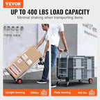 VEVOR Aluminum Folding Hand Truck, 2 in 1 Design 400 lbs Capacity, Heavy Duty Industrial Collapsible cart, Dolly Cart with Rubber Wheels for Transport and Moving in Warehouse, Supermarket, Garden