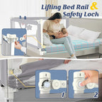 3-Piece Bed Rail for Toddlers with Headboard Rod, Adjustable Baby Bed Rail Guard, Twin/Full/Queen/King Size Bed (1, 78.7 Inch)