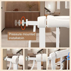 Extra Wide Baby Gate 48.03-52.76 Pressure Mounted,Child Dog Pet Safety Gates with Walk Through Door for Doorways Stairs No Drilling in Door,White
